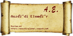 Aszódi Elemér névjegykártya