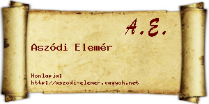 Aszódi Elemér névjegykártya